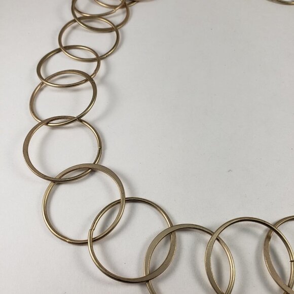 Gold-Tone Interlock Hoops Stylish Design Necklace - Women's Fashion Jewelry - Picture 5 of 8